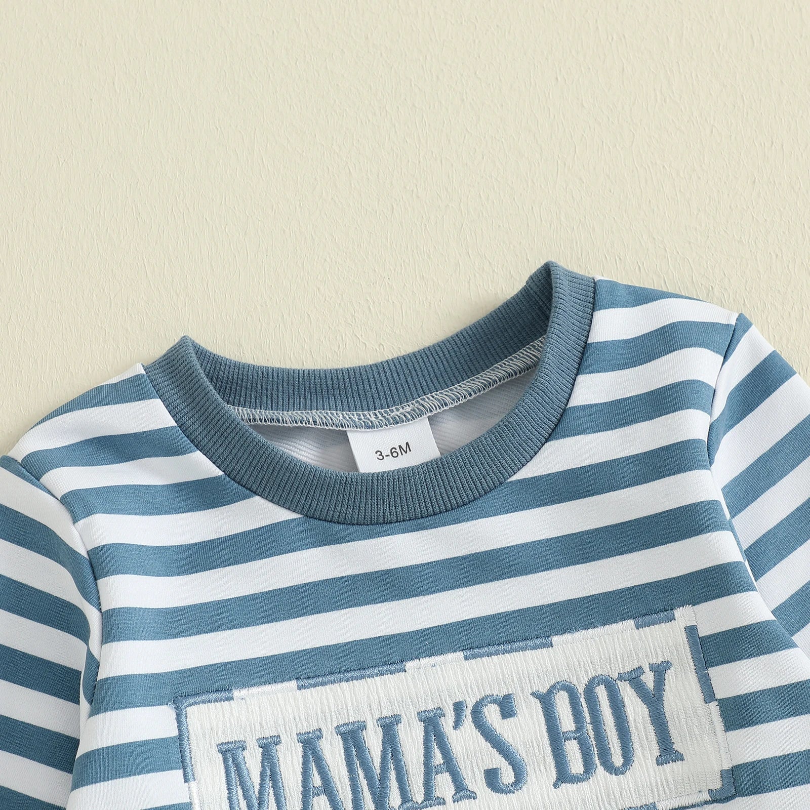 MAMA'S BOY Striped Blue Outfit