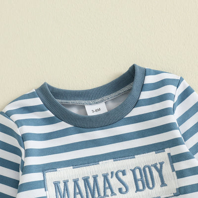 MAMA'S BOY Striped Blue Outfit