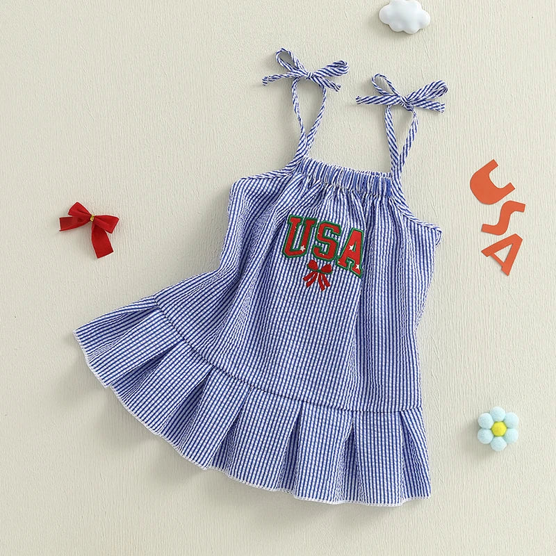 USA Striped Ruffle Dress