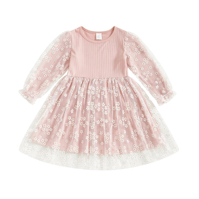 SADIE Flower Tulle Overlay Dress