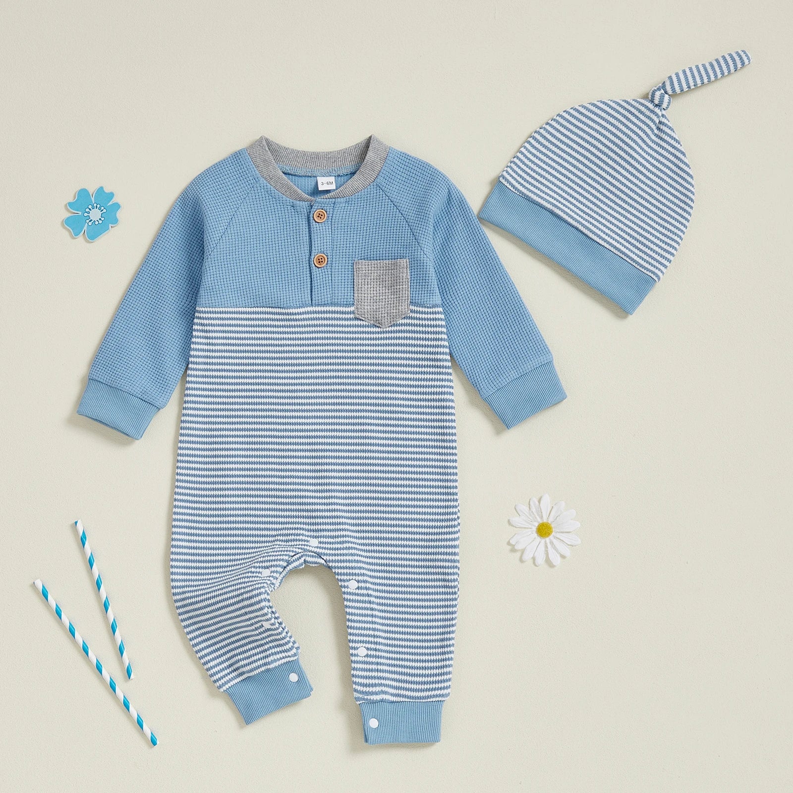 JONAH Striped Jumpsuit with Beanie