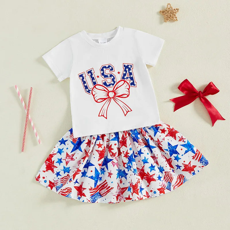 USA Bowtie Stars Skirt Outfit