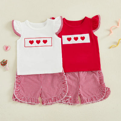 LITTLE HEARTS Checkered Ruffle Shorts Outfit