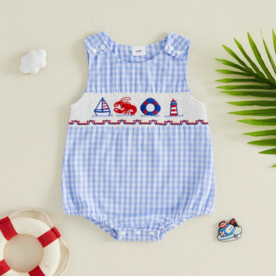 COASTAL VIBES Checkered Romper
