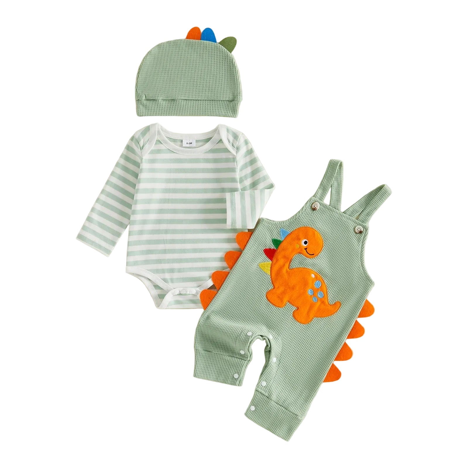 BABY DINO Waffle Knit Overall Outfit