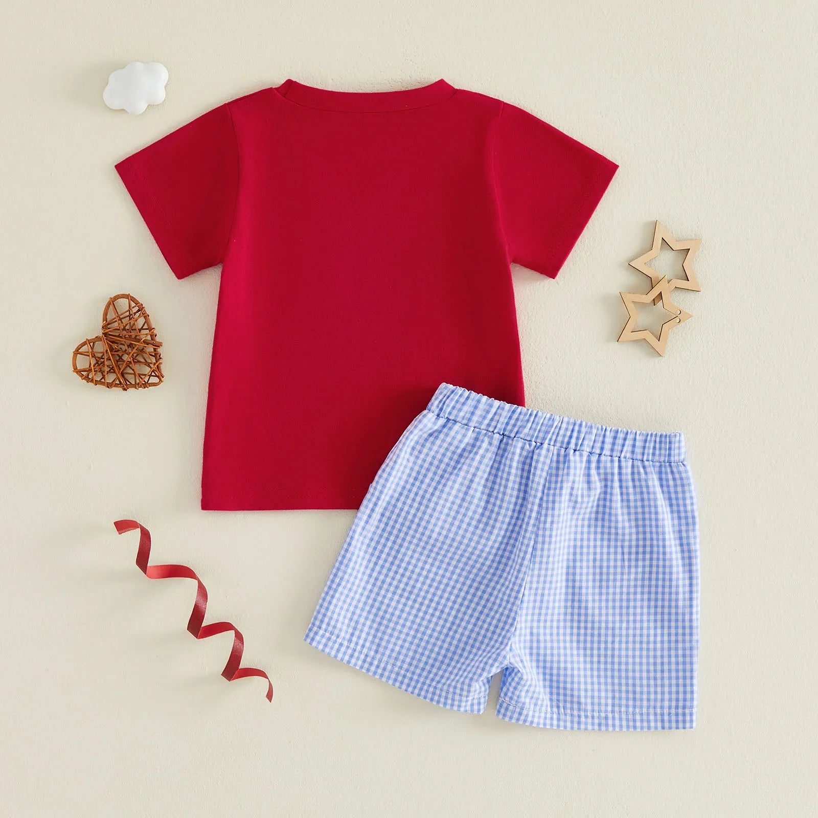 USA Flag Checkered Shorts Outfit