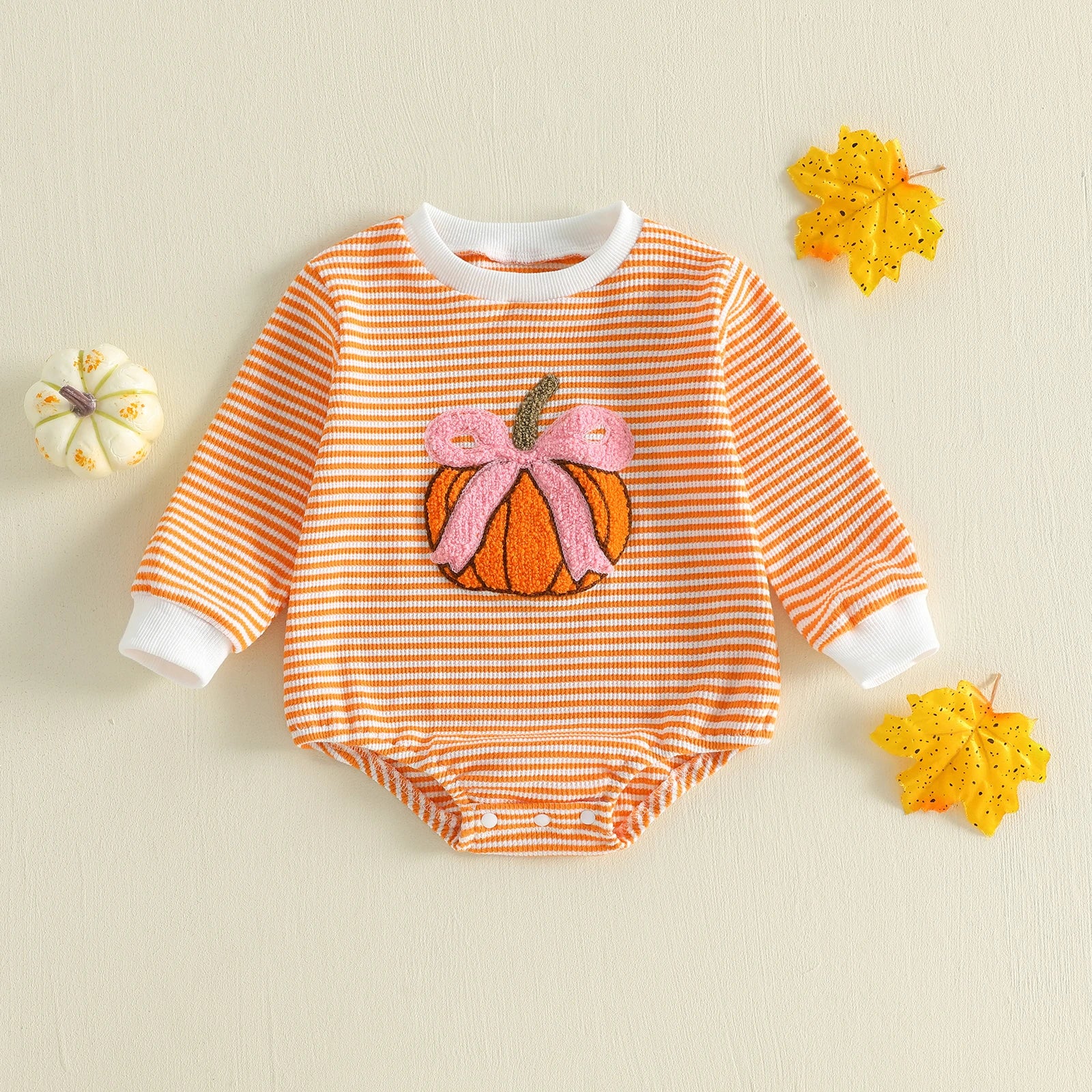 PUMPKIN Bowtie Striped Long-Sleeve