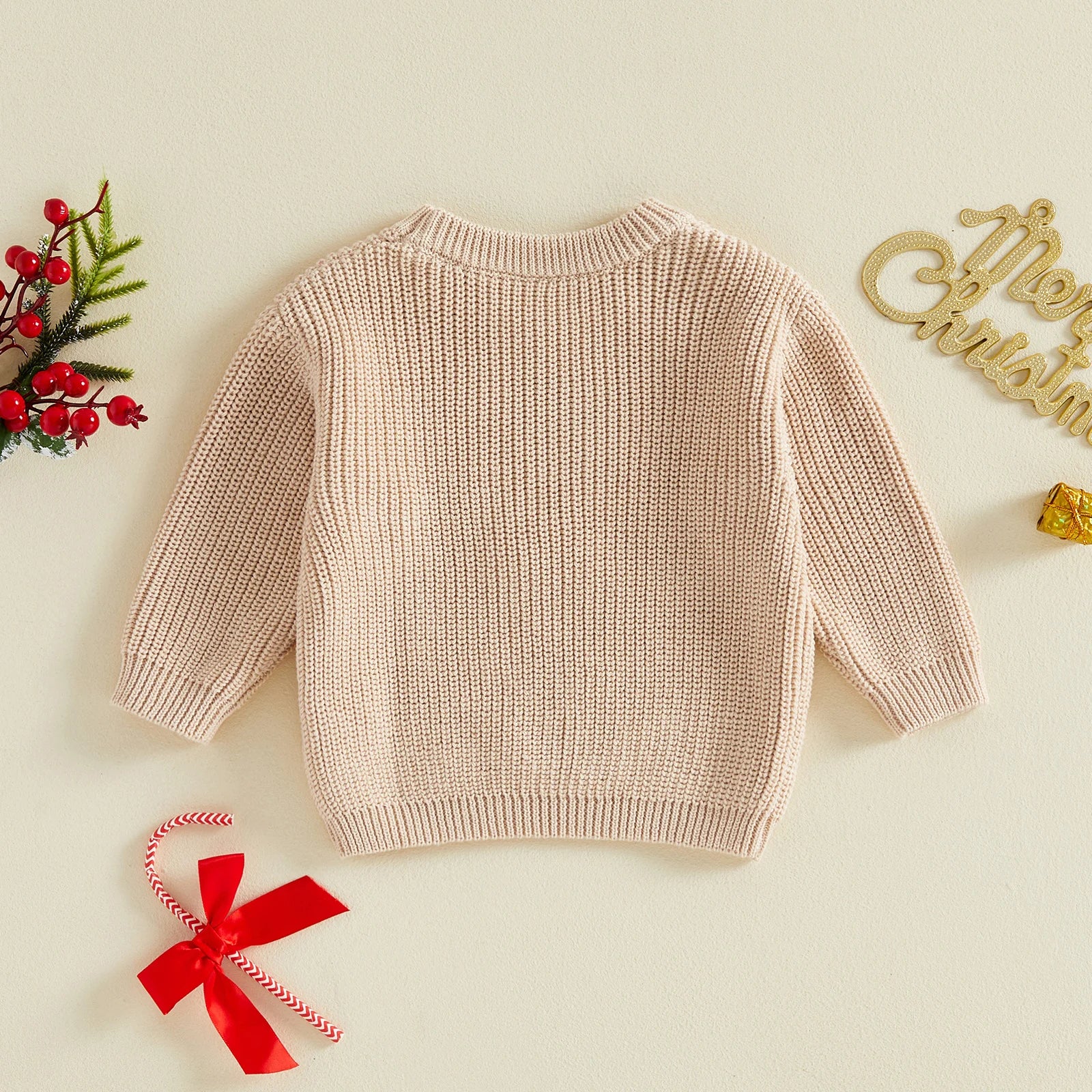 MY FIRST CHRISTMAS White Reindeer Knitted Sweater