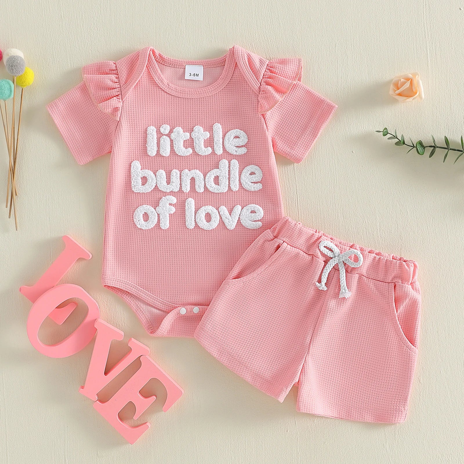 LITTLE BUNDLE OF LOVE Waffle Knit Outfit