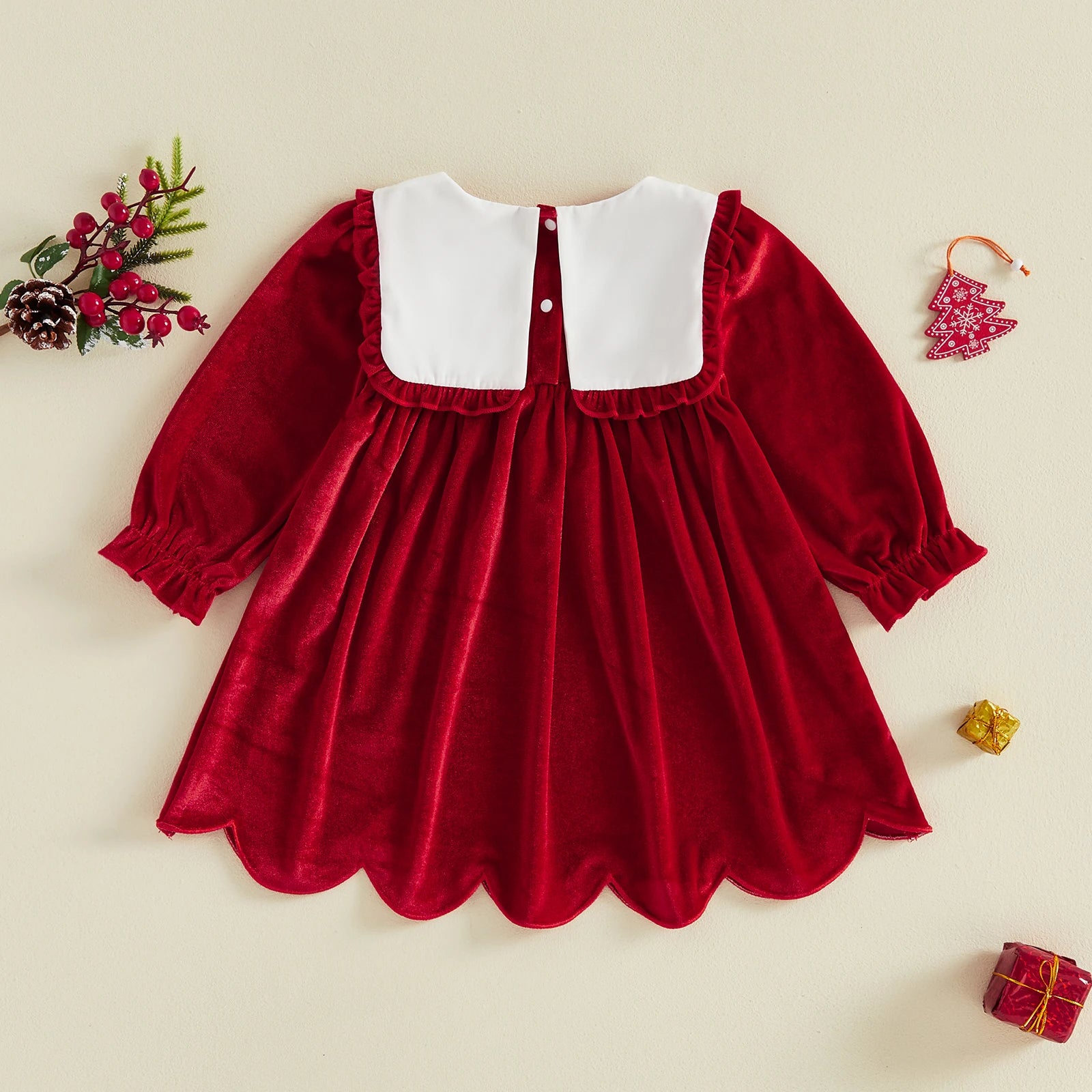 CHRISTMAS TREE Velvet Collar Dress