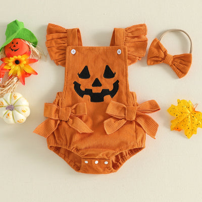 PUMPKIN Corduroy Bowtie Romper
