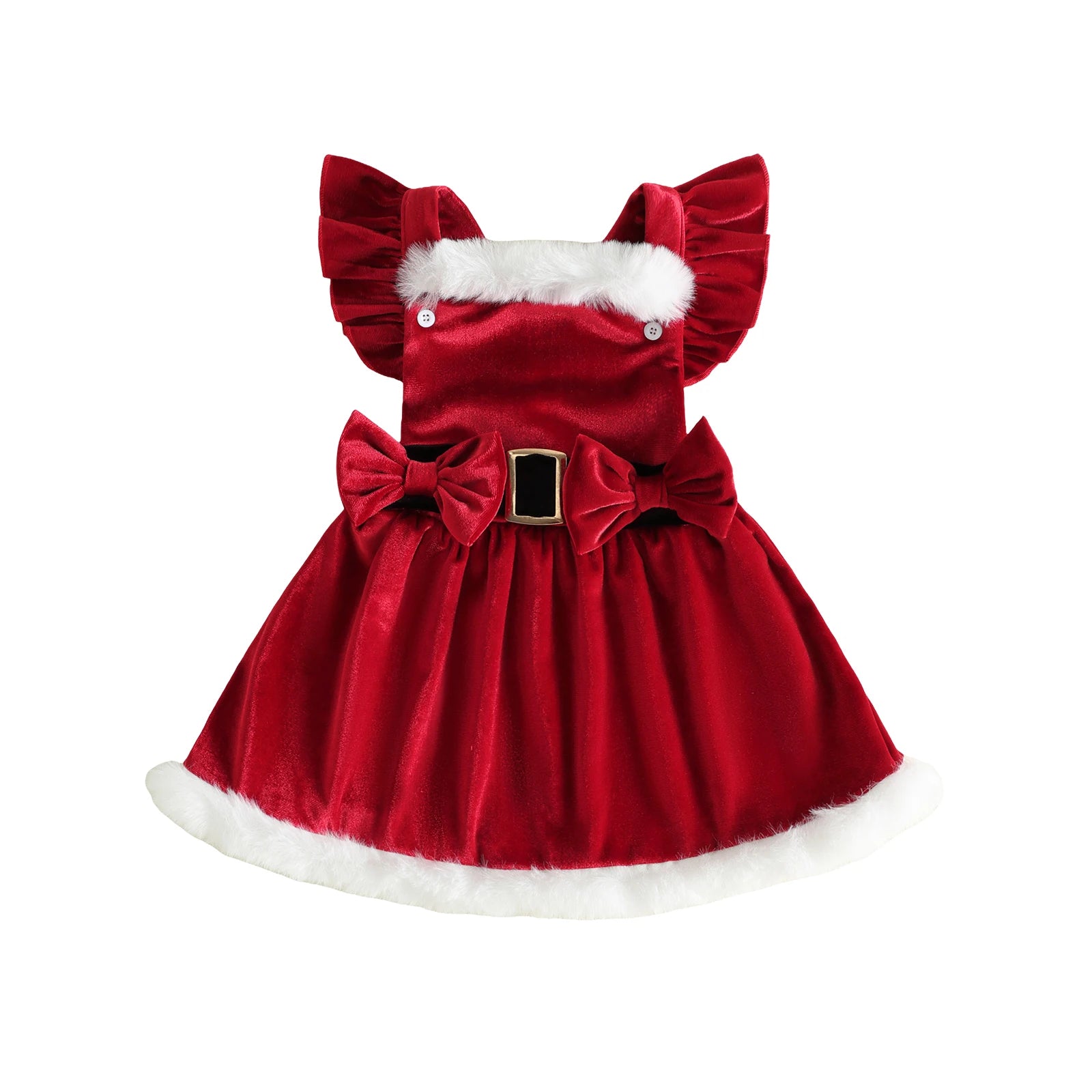 LITTLE MISS SANTA Velvet Bowtie Dress