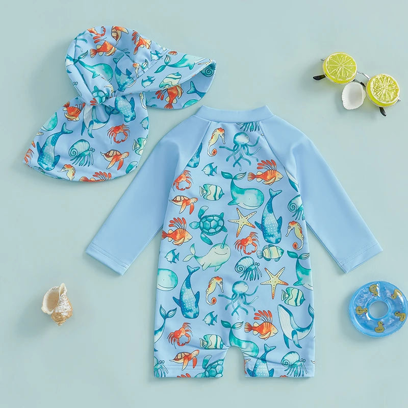 SEA BREEZE Swimsuit with Sun Hat