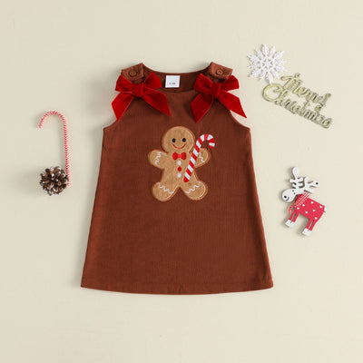 GINGERBREAD MAN Corduroy Bowtie Dress