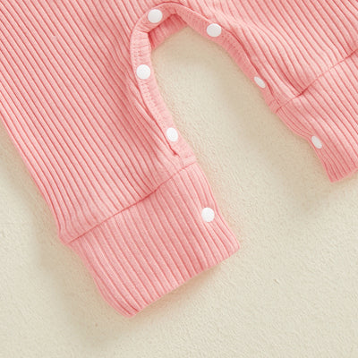 MY FIRST CHRISTMAS Pink Ribbed Jumpsuit