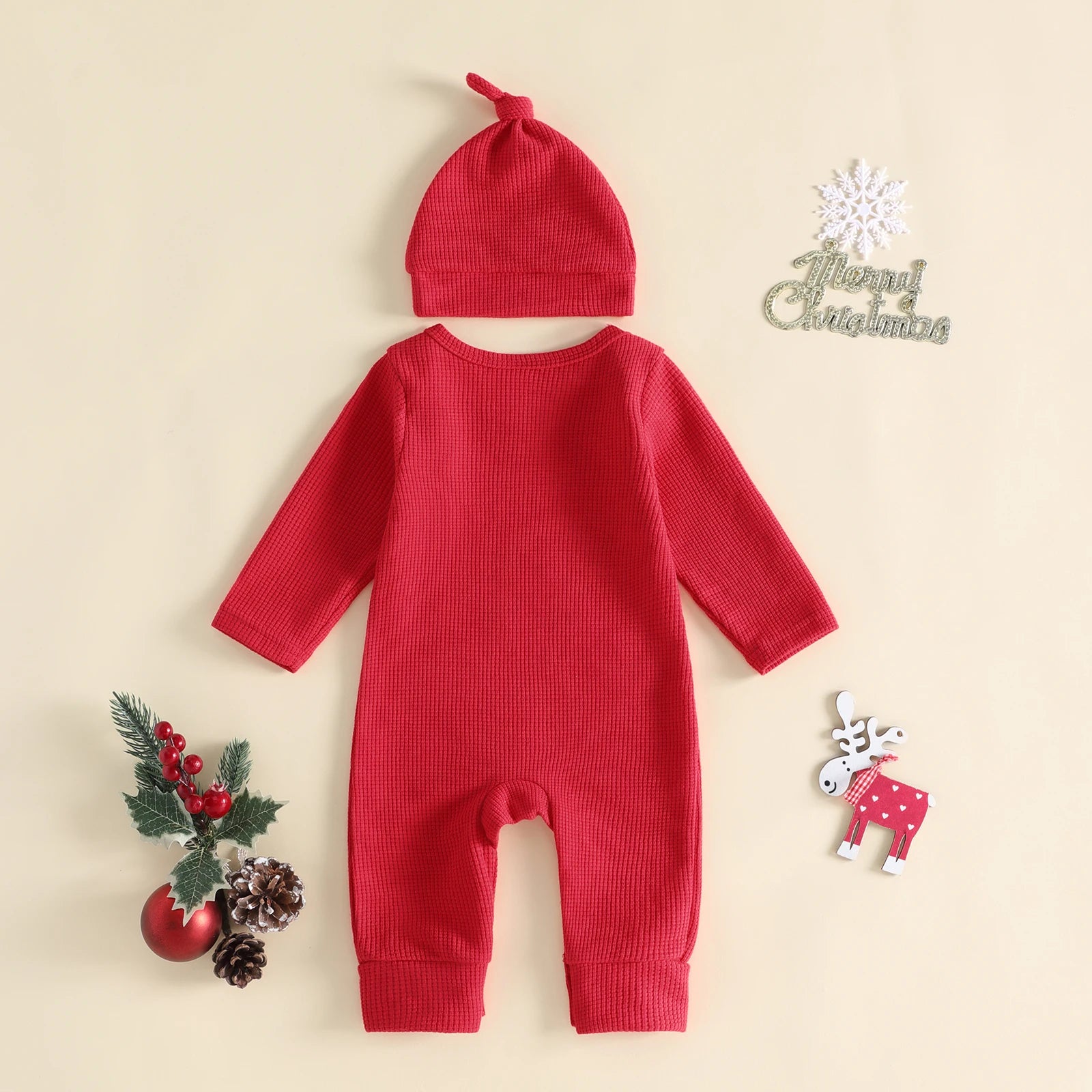 MY FIRST CHRISTMAS Car Ribbed Jumpsuit