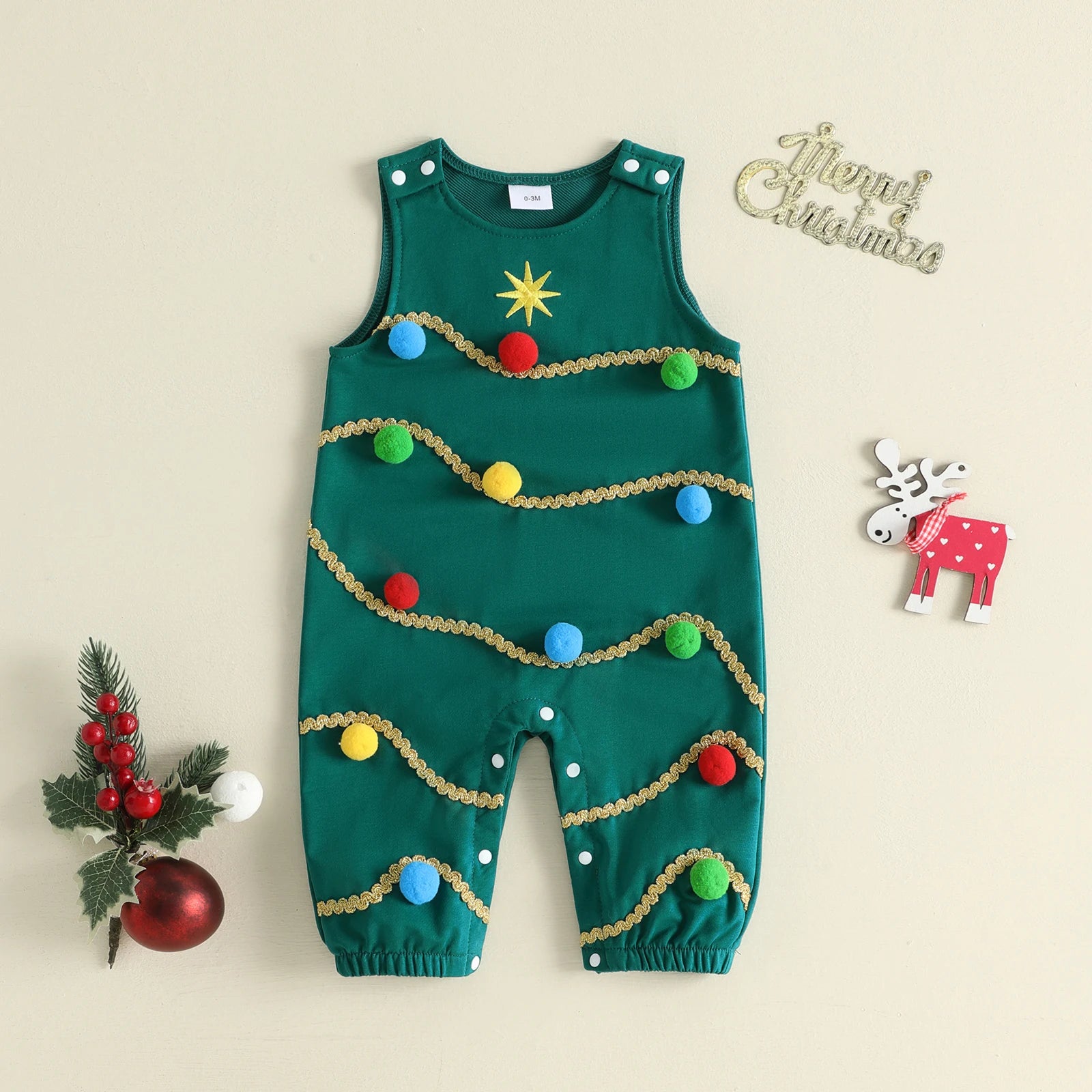 CHRISTMAS TREE Pompom Jumpsuit