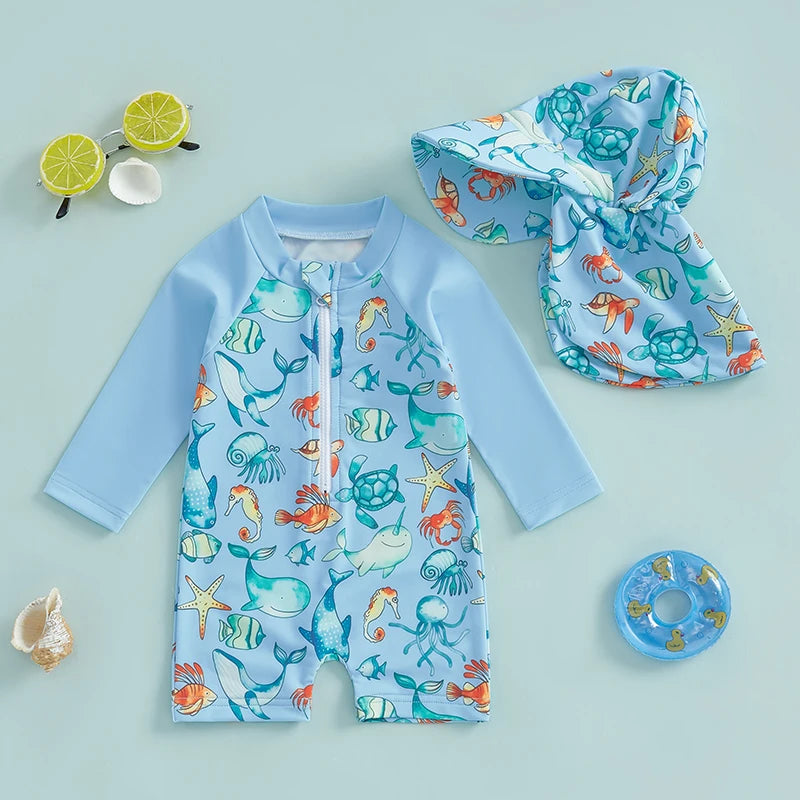 SEA BREEZE Swimsuit with Sun Hat
