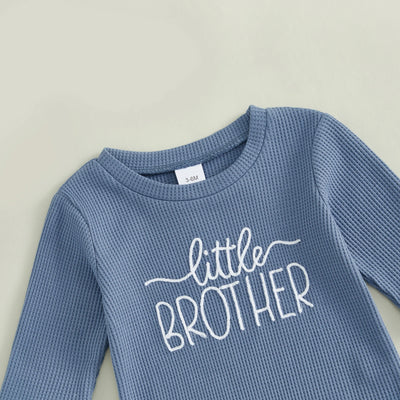 LITTLE SISTER/BROTHER Waffle Knit Outfit