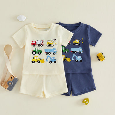 CONTRUCTION VEHICLES Waffle Knit Outfit