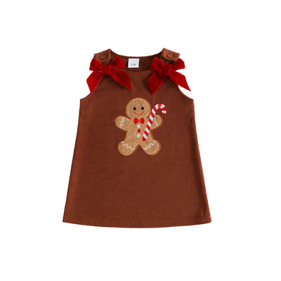 GINGERBREAD MAN Corduroy Bowtie Dress