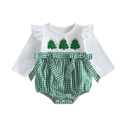 CHRISTMAS TREE Green Checkered Romper