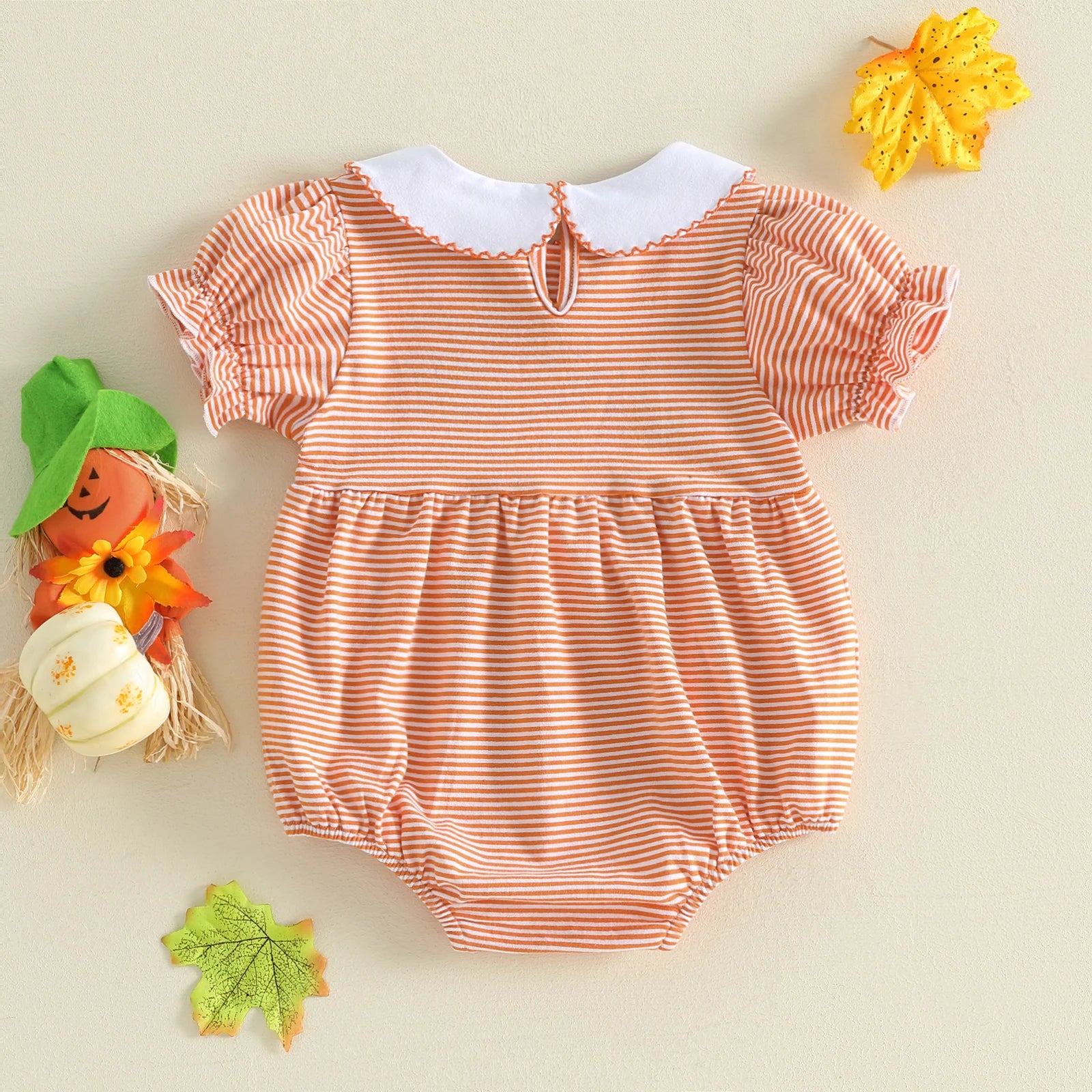 HALLOWEEN Striped Collared Romper
