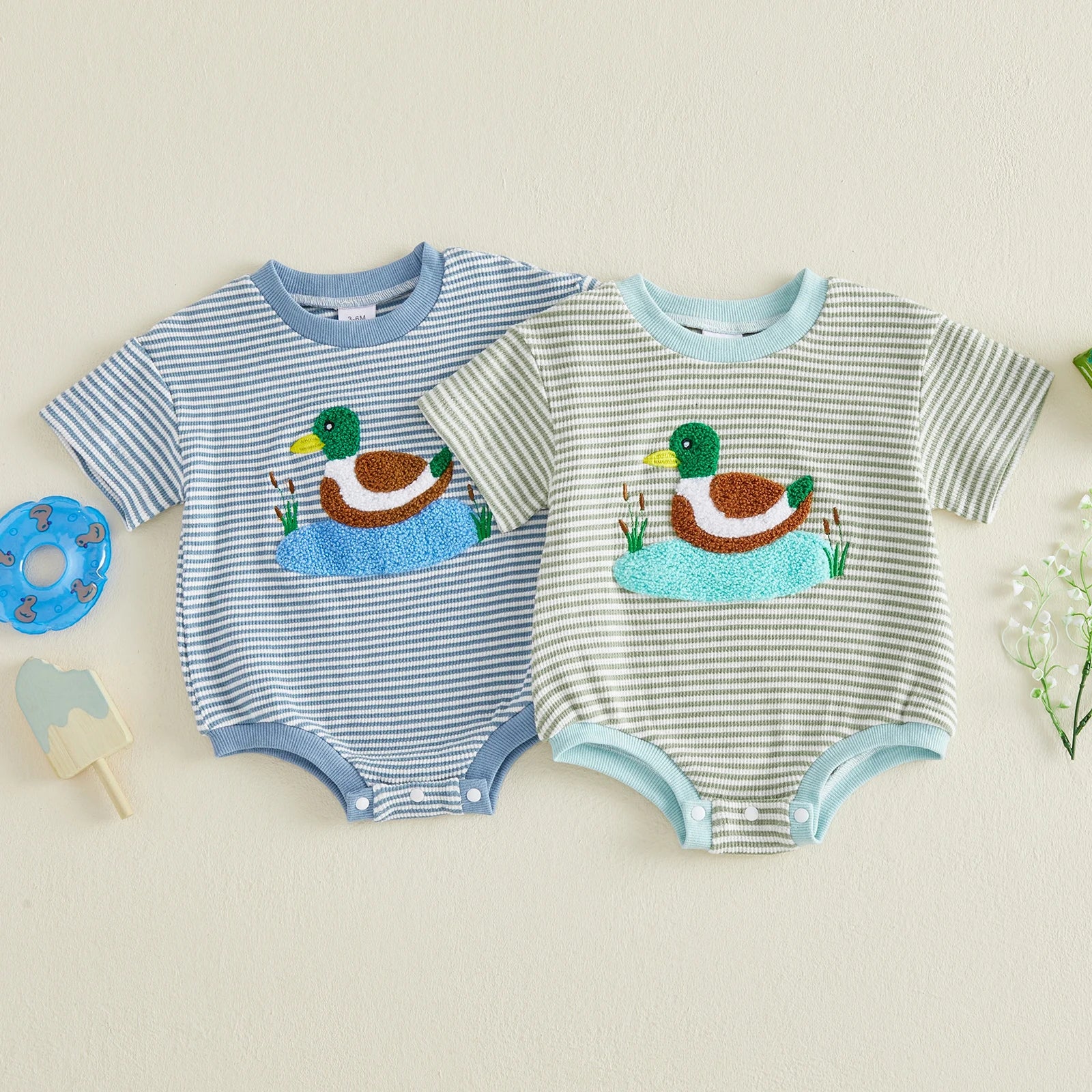 DUCK Striped Onesie