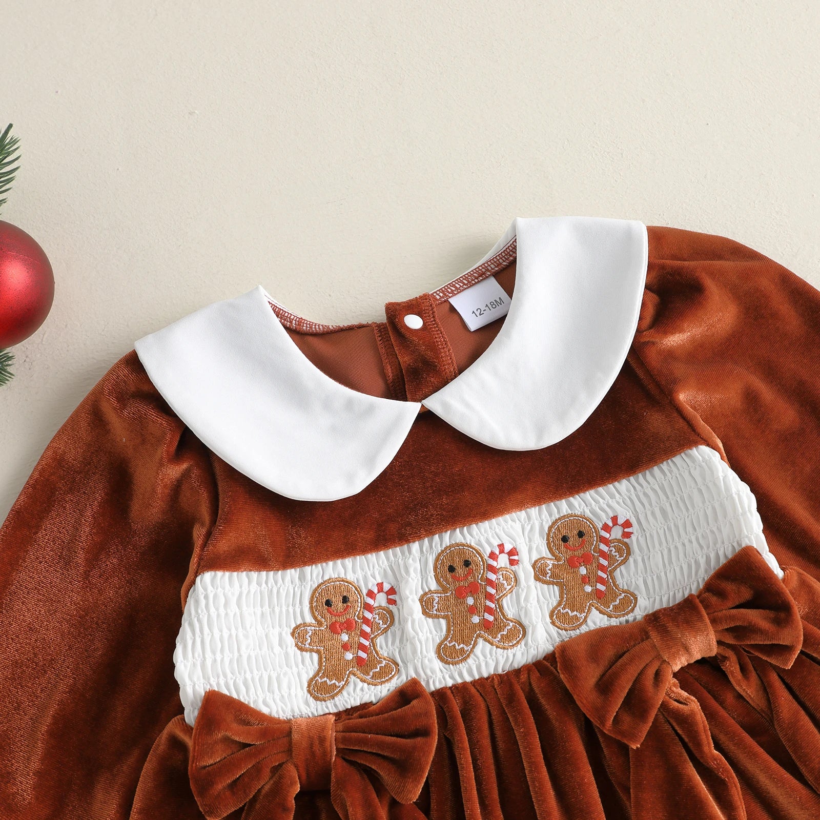 GINGERBREAD MAN Velvet Bowtie Dress