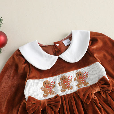 GINGERBREAD MAN Velvet Bowtie Dress