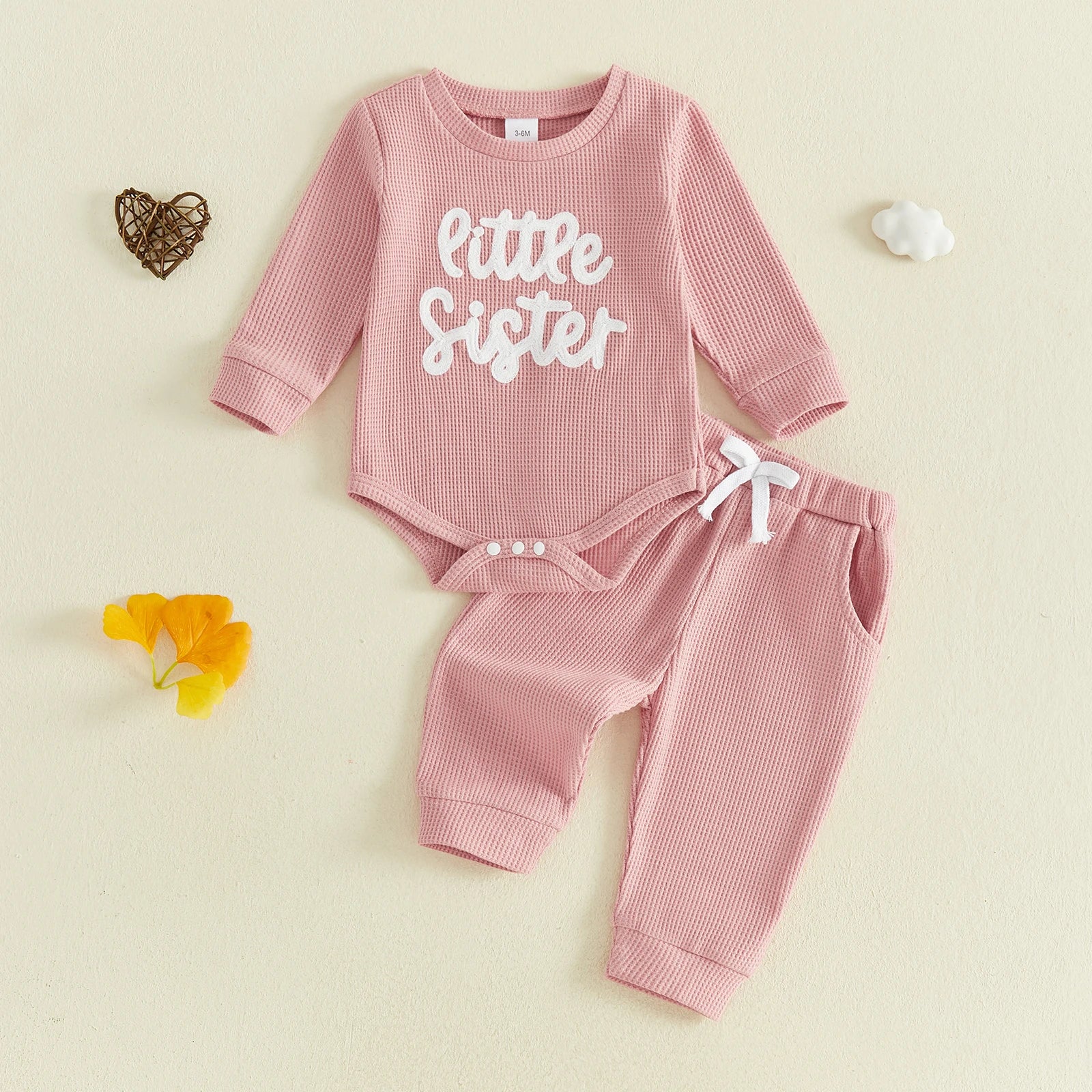 LITTLE SISTER Waffle Knit Outfit