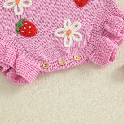 STRAWBERRIES & DAISIES Knitted Romper