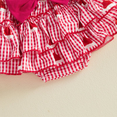 MY FIRST CHRISTMAS Checkered Layered Bloomers Outfit