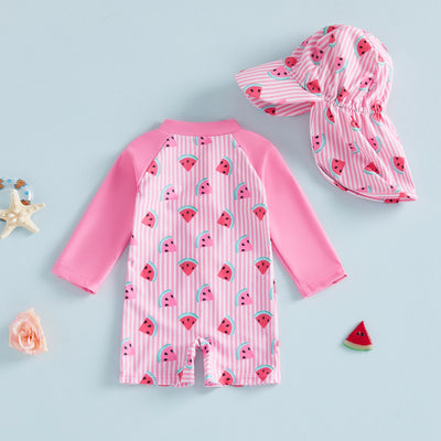 SPLISH SPLASH Striped Swimsuit with Sun Hat