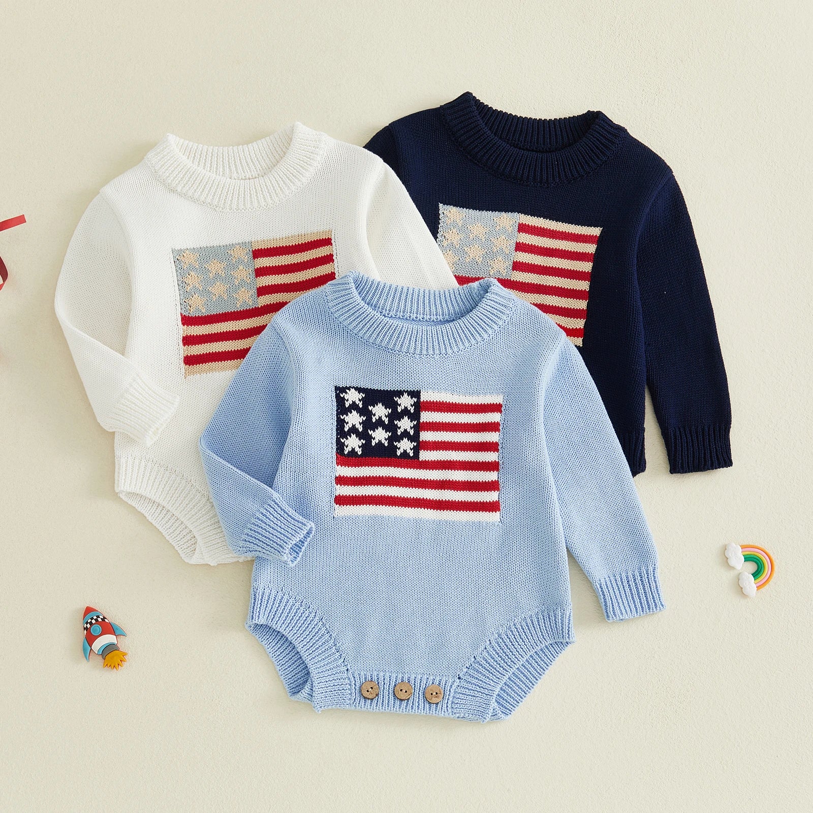 USA FLAG Knitted Romper