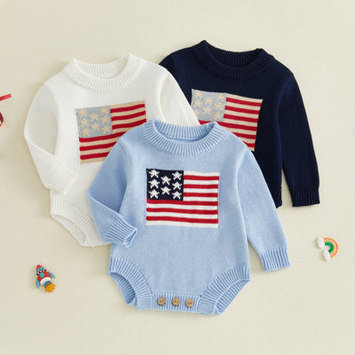USA FLAG Knitted Romper