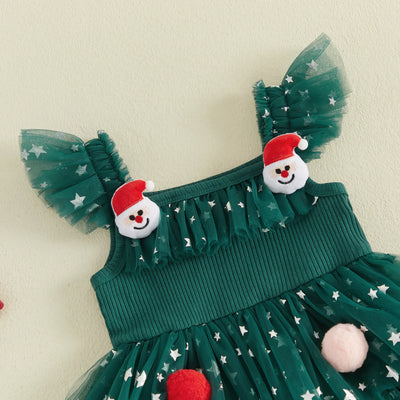 CHRISTMAS Layered Pompom Dress