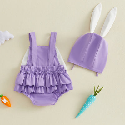 BUNNY Ruffle Romper with Bunny Cap