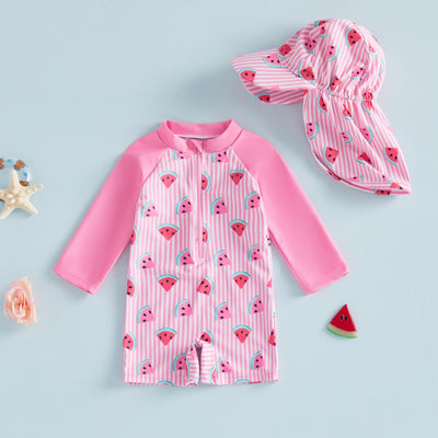 SPLISH SPLASH Striped Swimsuit with Sun Hat