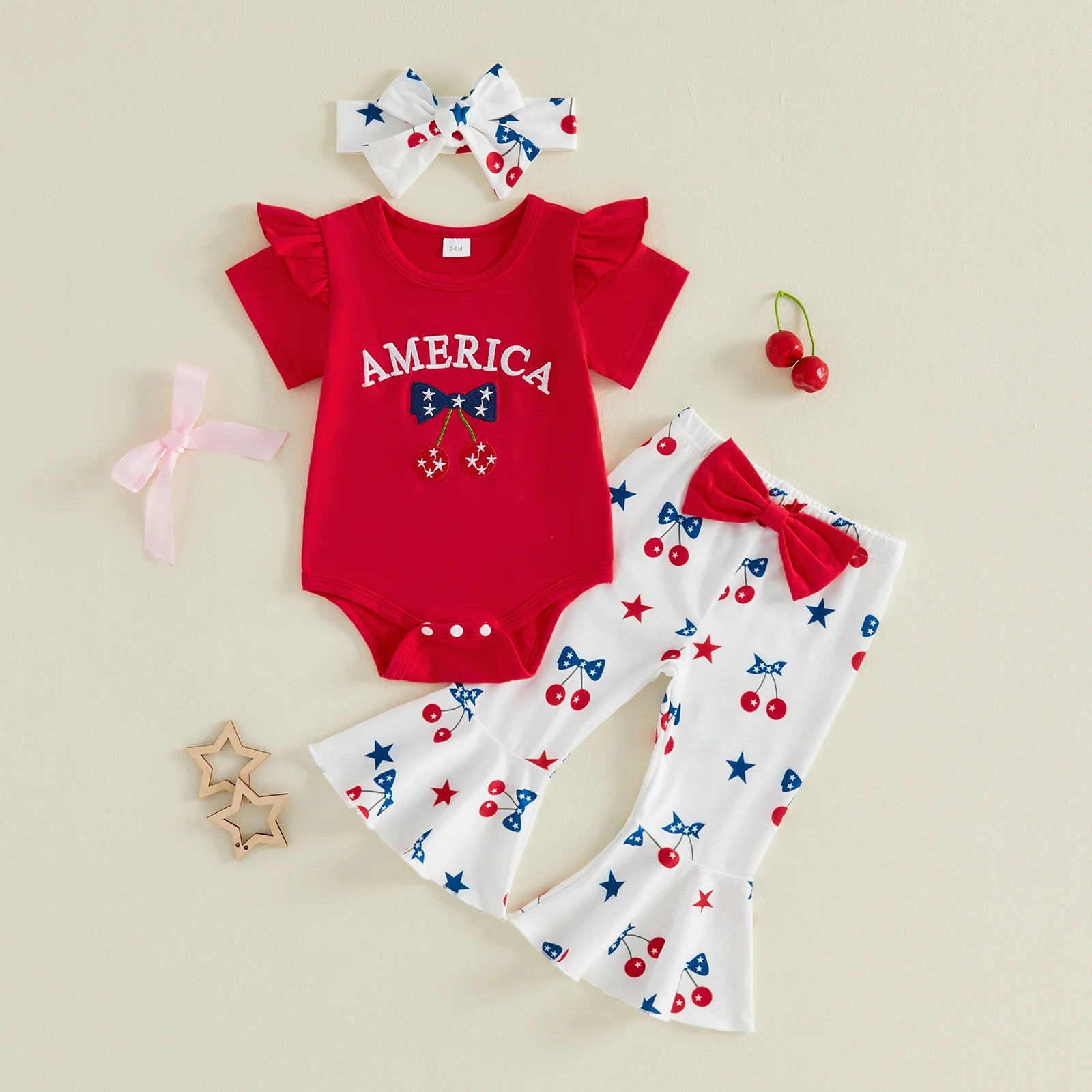 AMERICA Cherry Bellbottom Outfit