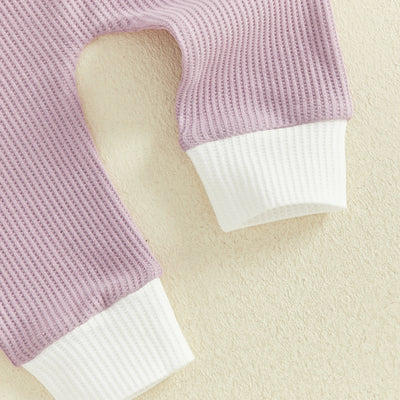 LITTLE SISTER Waffle Knit Ruffle Outfit with Headband