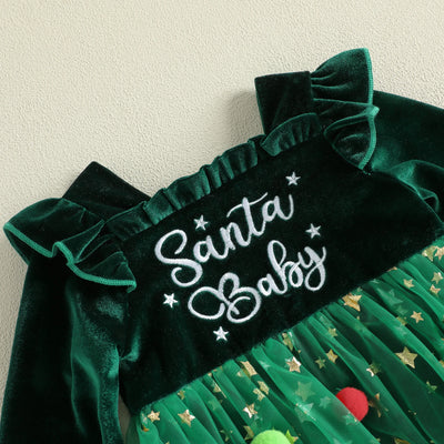 SANTA BABY Velvet Romper Dress