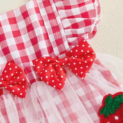 STRAWBERRY Tulle Bowtie Romper Dress