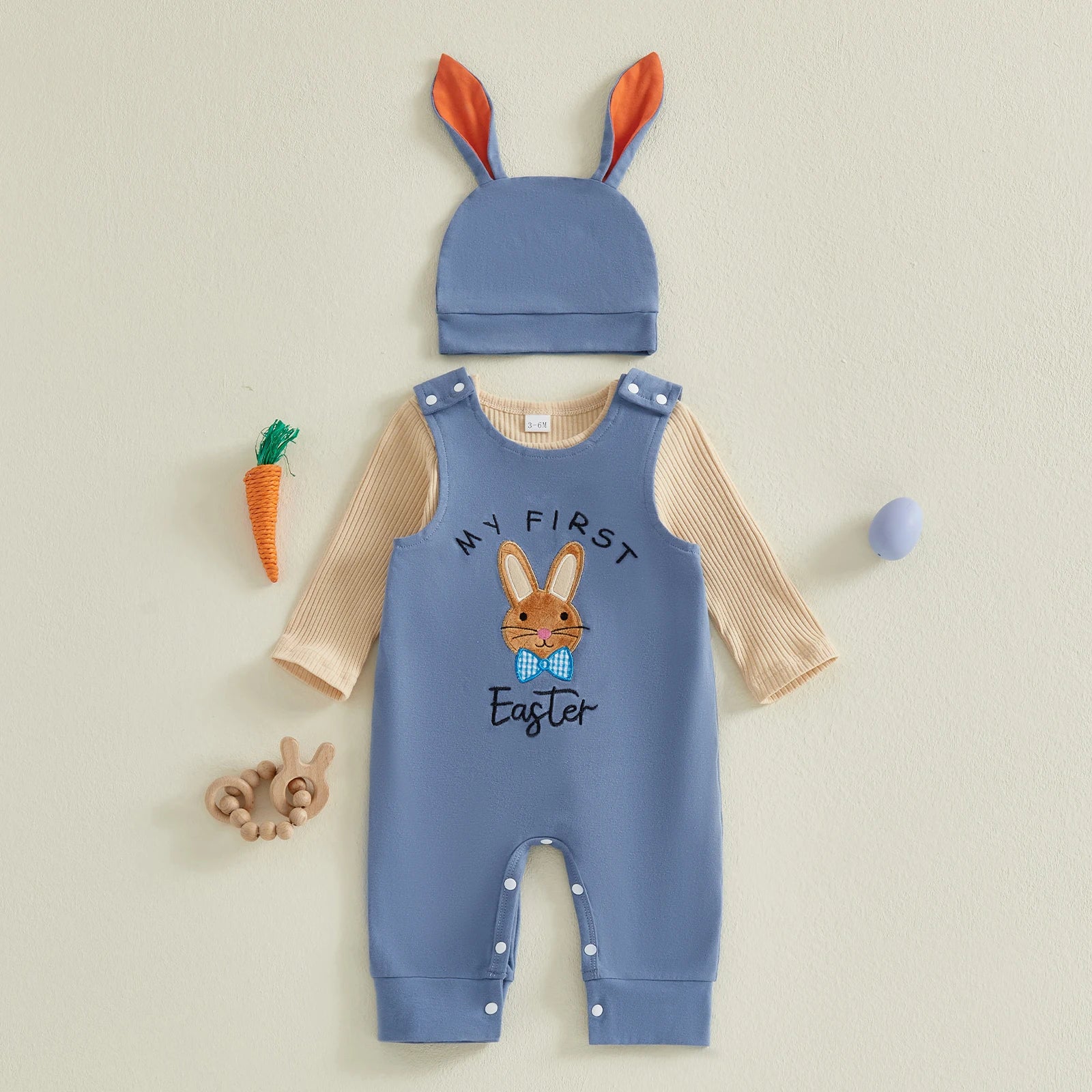 MY FIRST EASTER Overall Outfit with Beanie