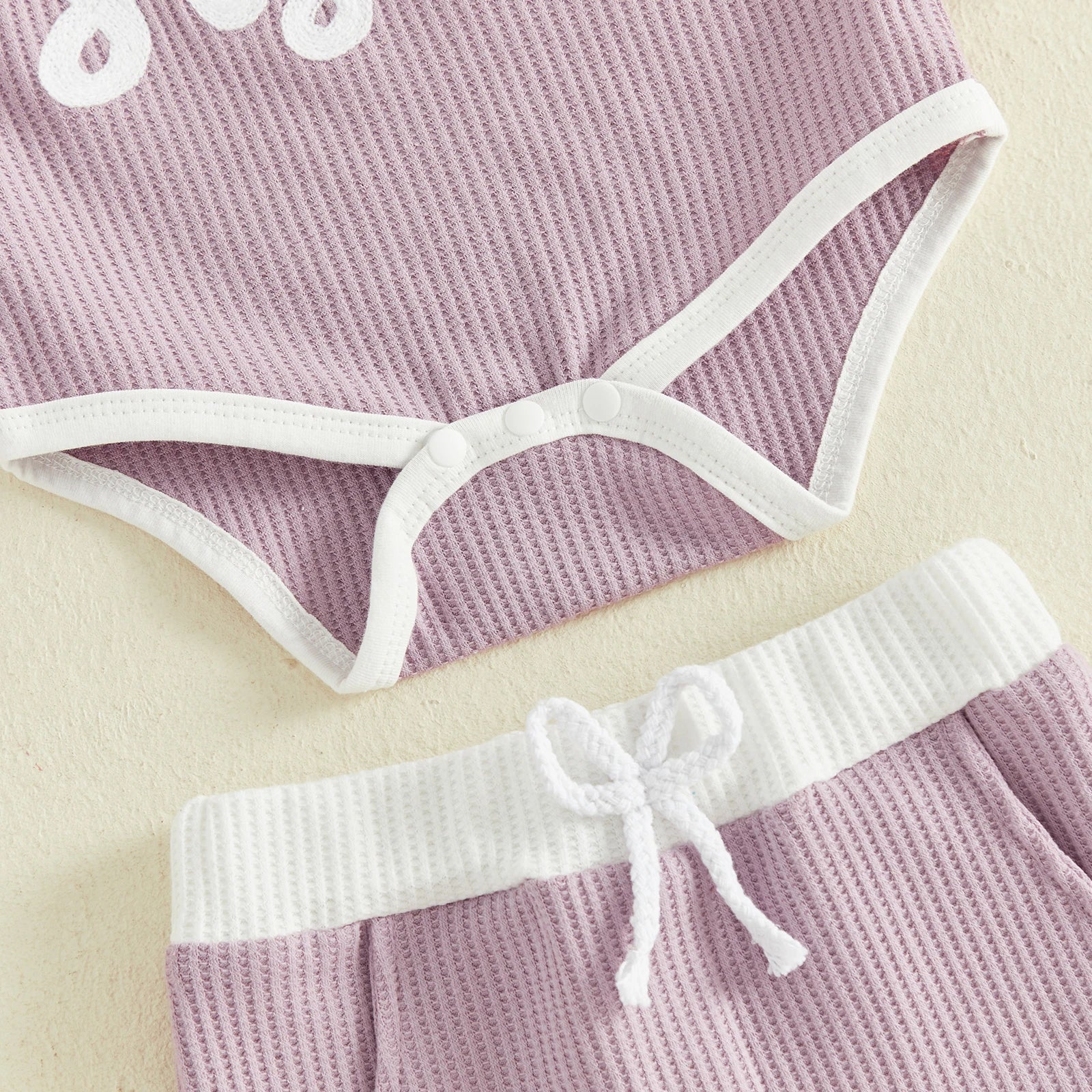 LITTLE SISTER Waffle Knit Ruffle Outfit with Headband