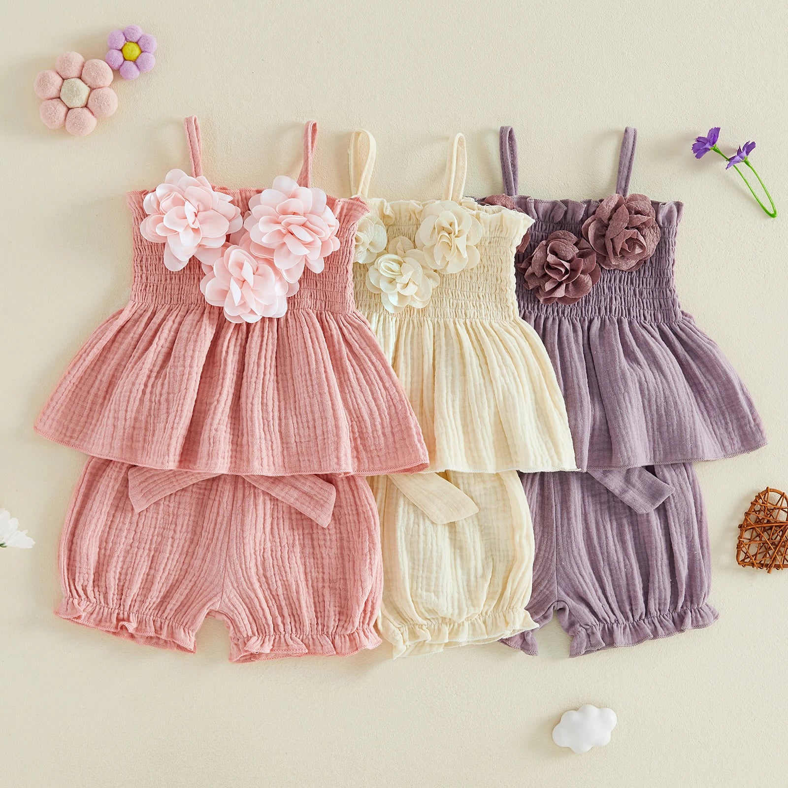 FLOWERS Smocked Summer Outfit