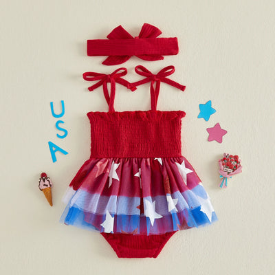 USA Smocked Star Romper