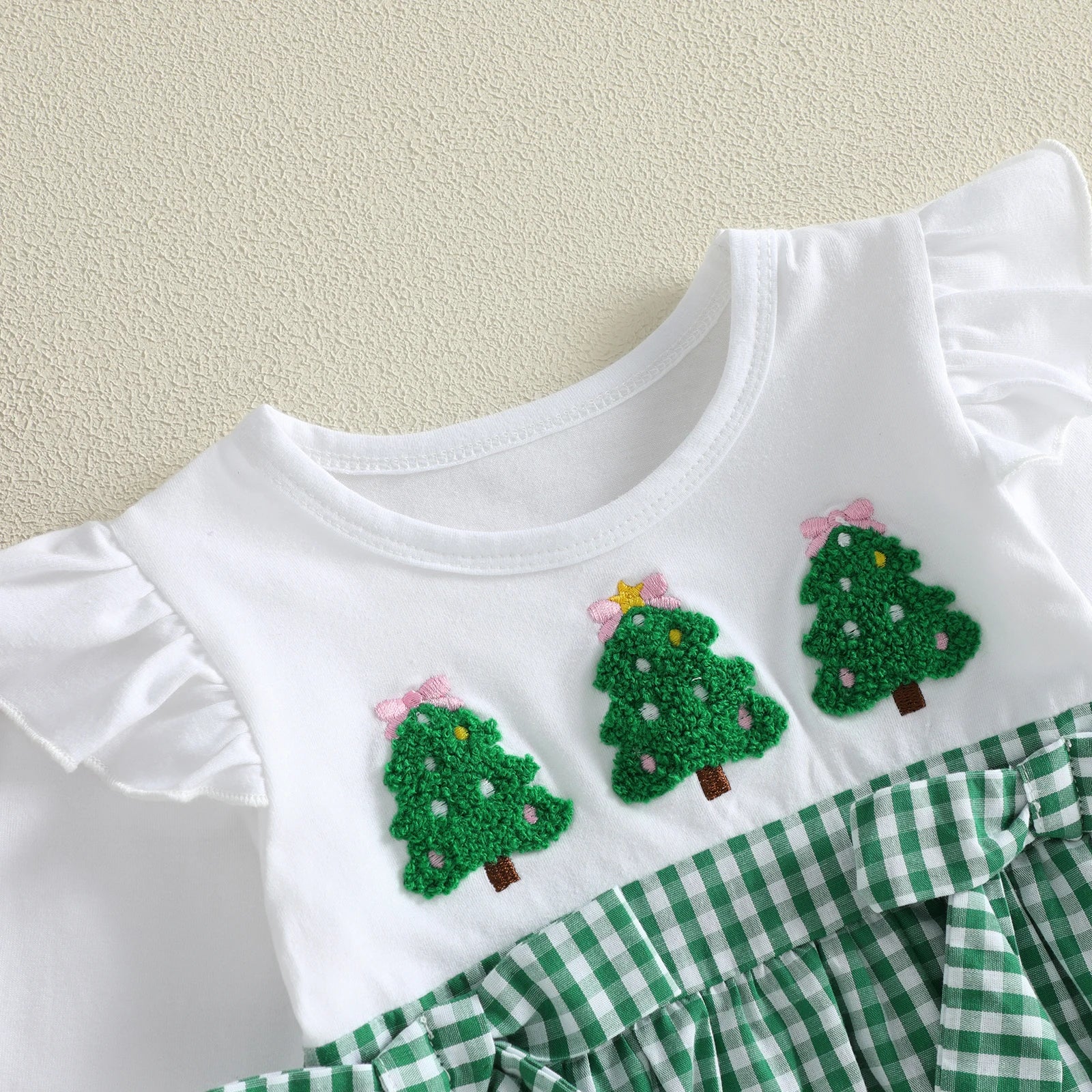 CHRISTMAS TREE Green Checkered Romper