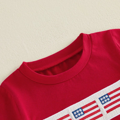 USA Flag Checkered Shorts Outfit