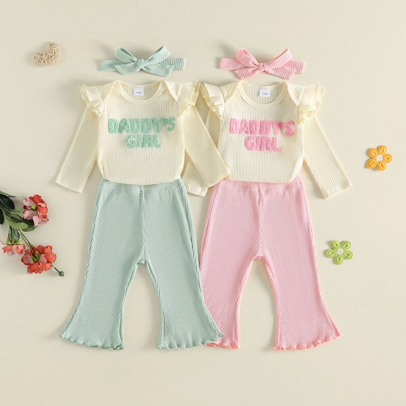 DADDY'S GIRL Ribbed Bellbottom Outfit